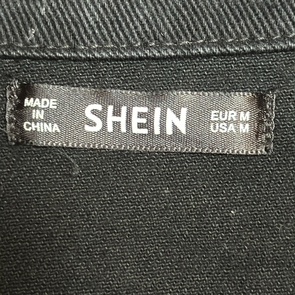 SHEIN Women’s Black Jean Jacket with Hearts Graphic Size M - Picture 4 of 6